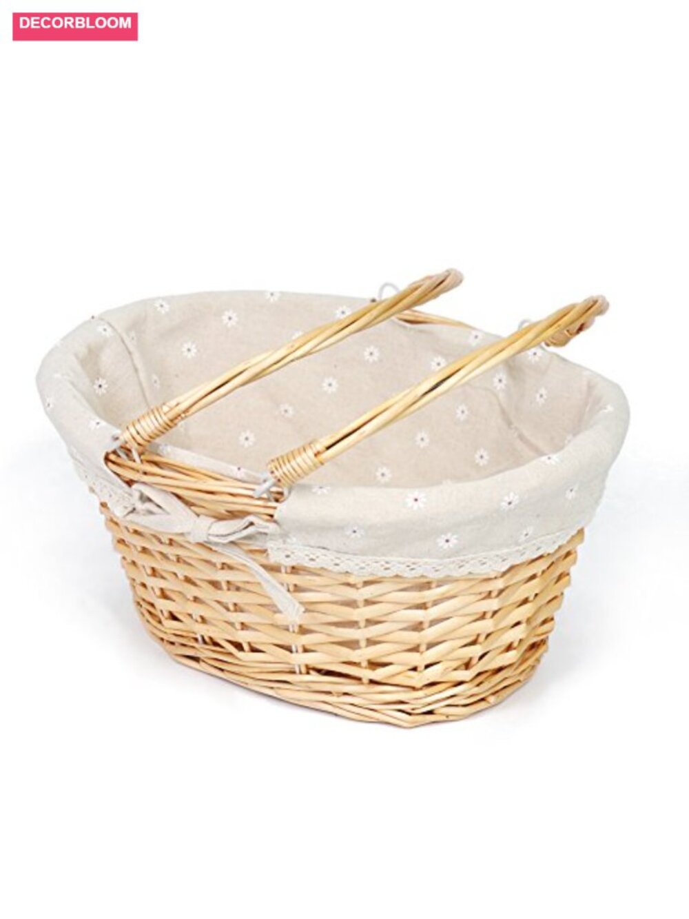 Handmade Wicker Oval Picnic Basket with Handles Willow Storage Basket